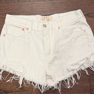 We the Free White Frayed Hem Women Shorts